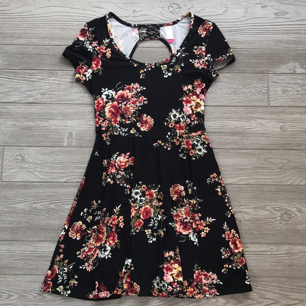 Stretchy Black and Floral Dress
